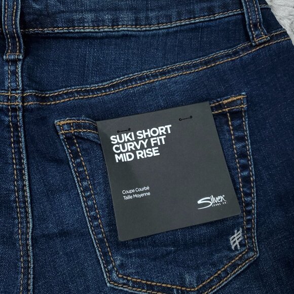 Silver Jeans Suki Curvy Fit Mid Rise Jean Shorts Size 29 x 4 Dark Wash Blue - Picture 6 of 8